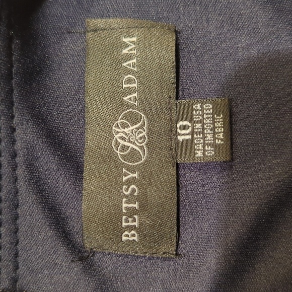 Betsy & Adam Elegant Navy Long Sleeve V Neck Ruched Slit Long Gown NWT Sz 10 - Picture 5 of 7